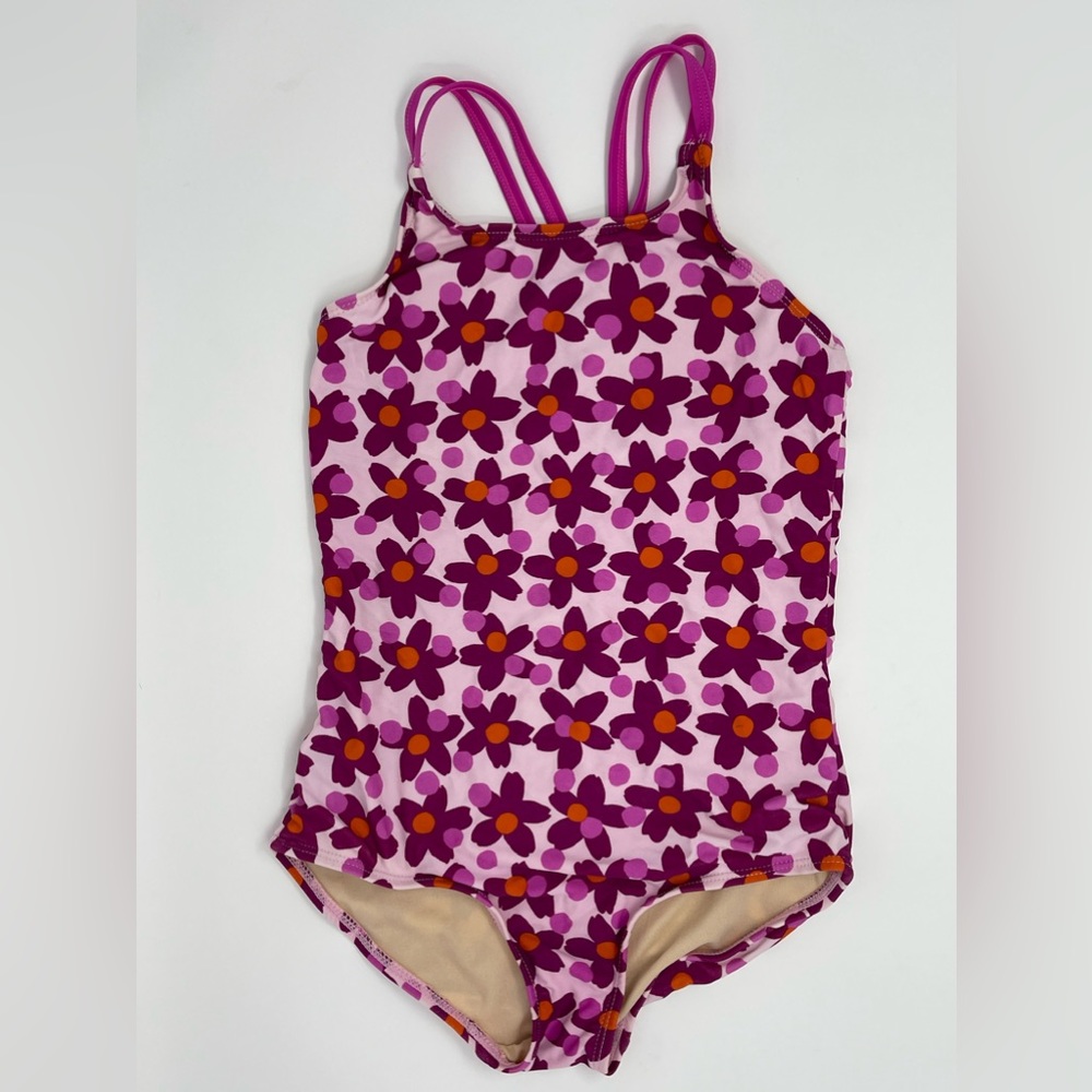 TEA COLLECTION: Swimsuit. Bright Pink Floral.One-Piece, Size 6 or Size 7